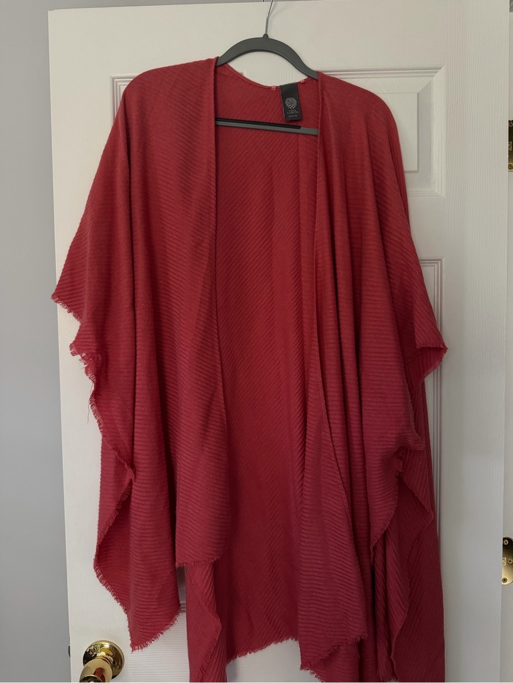 Vince Camuto Red Open-Front Knit Poncho